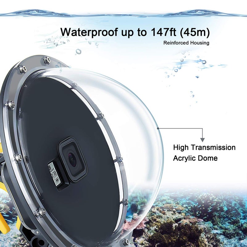 SOONSUN Dome Port for GoPro Hero 8 Black, 147 Feet Underwater Dome Lens with Waterproof Housing Case, Floating Hand Grip, Trigger for Underwater Photography - Image 3